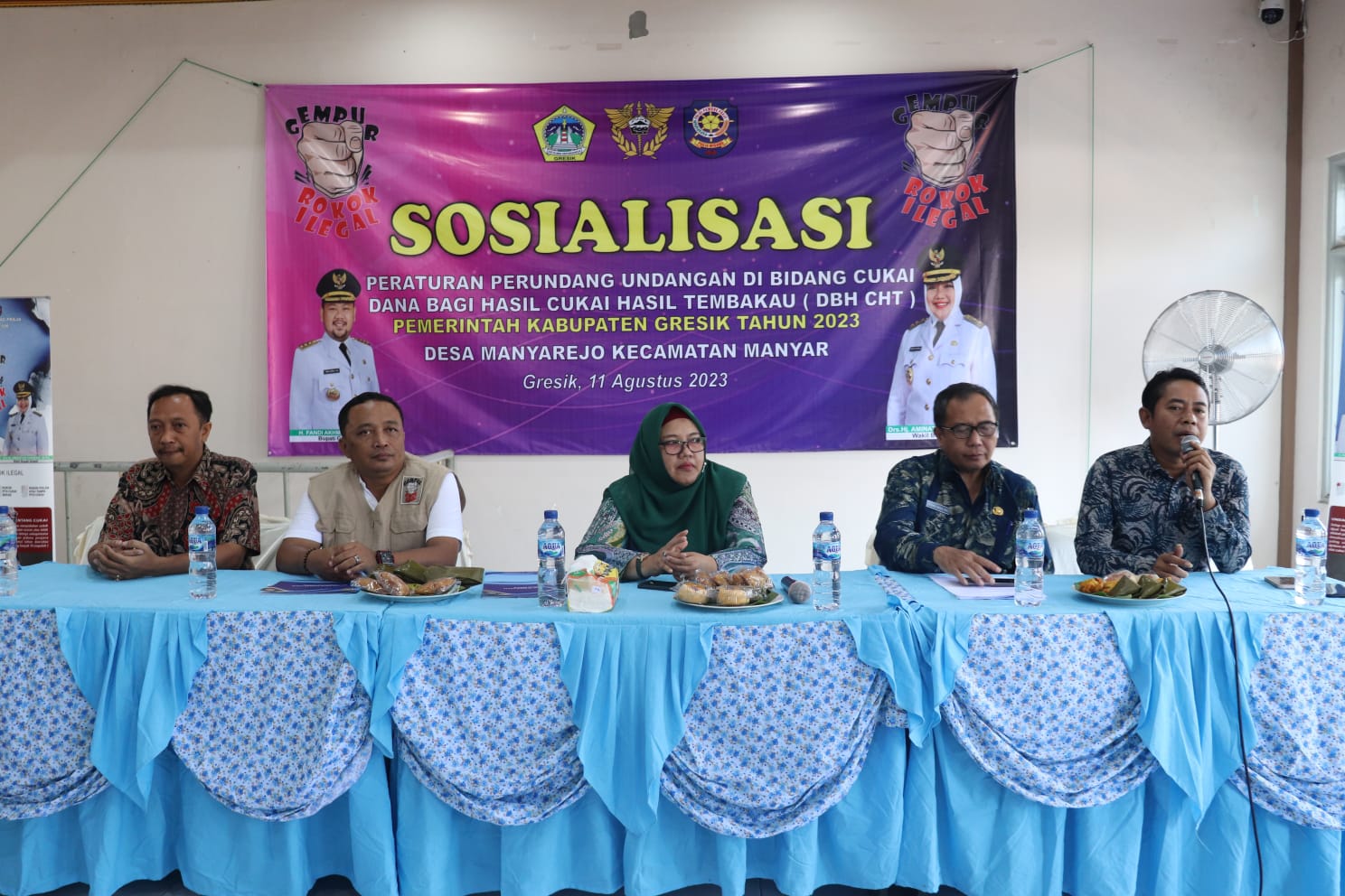 Sosialisasi DBHCHT,  Wabup Gresik Bu Min Didampingi Sekda Achmad Washil Terus Ajak Gempur Peredaran Rokok Ilegal